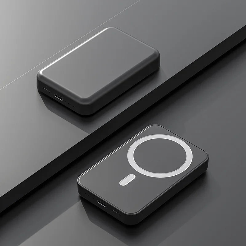 Magnetic power banks on a dark desk