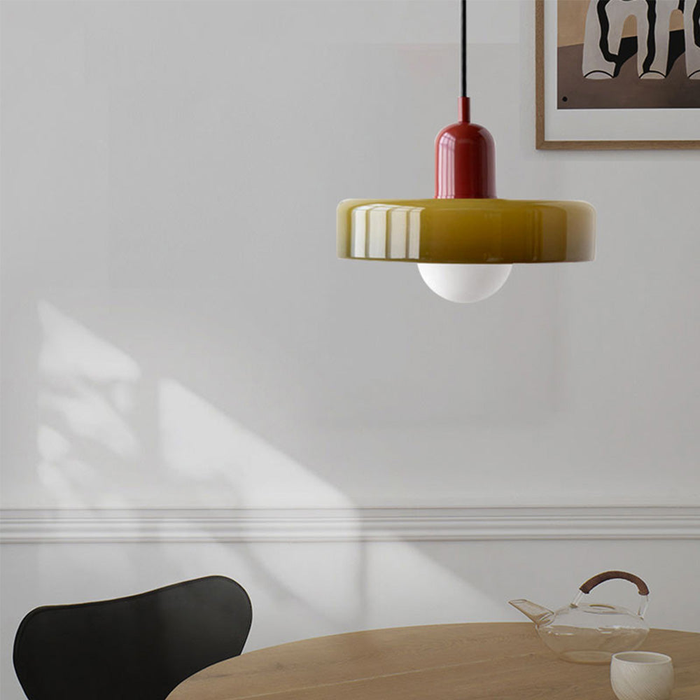 Liora Bauhaus Colored Glass Pendant Light - Adjustable Height Suspension
