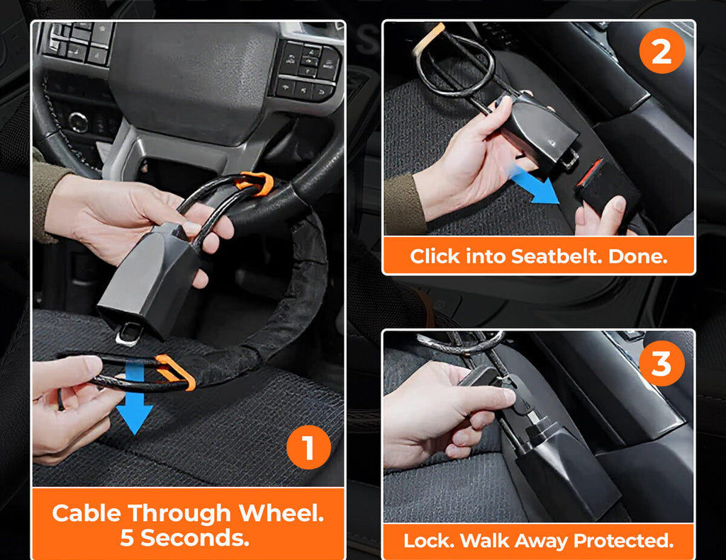 Driver Compartment Steering Restraint Lock — Seatbelt Buckle Anchor