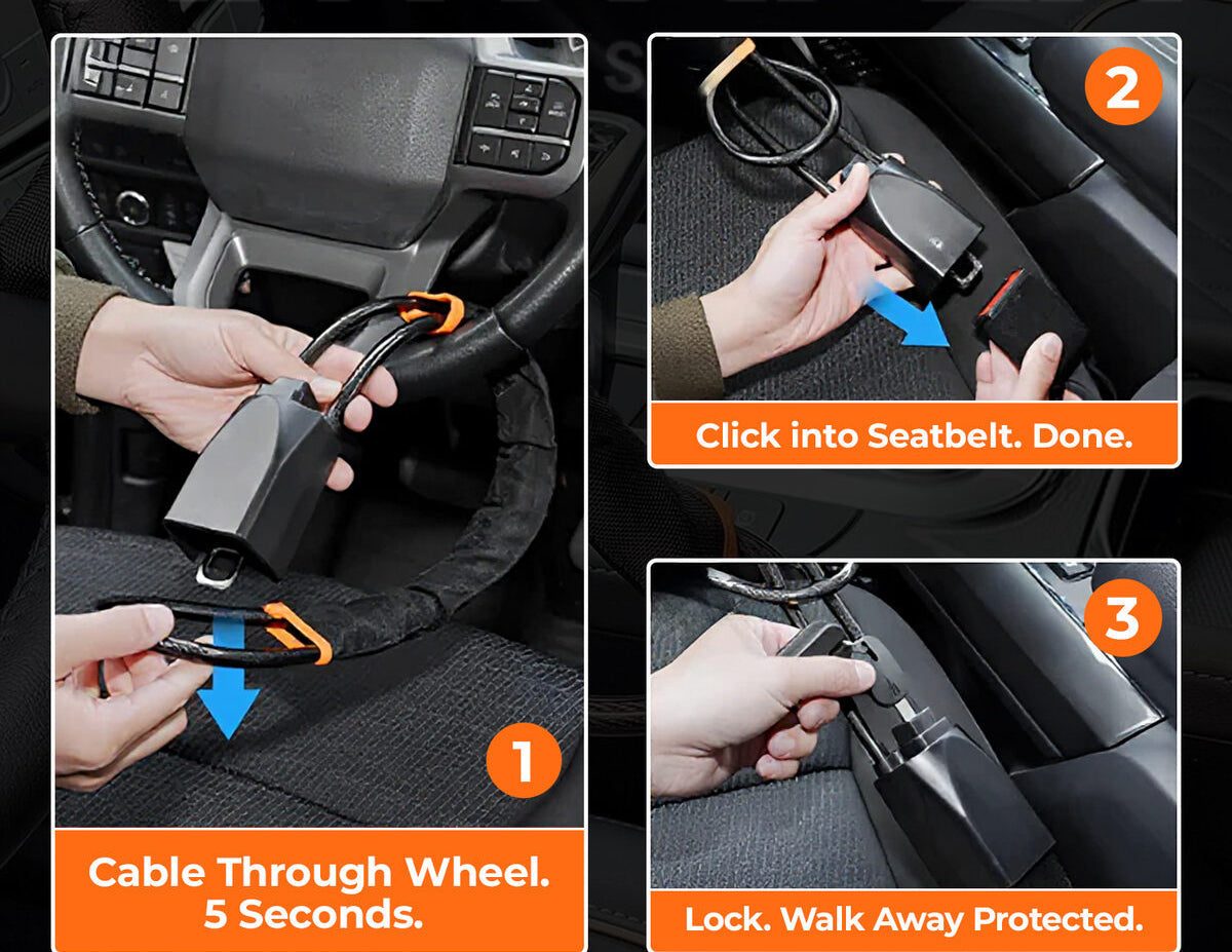 Driver Compartment Steering Restraint Lock — Seatbelt Buckle Anchor