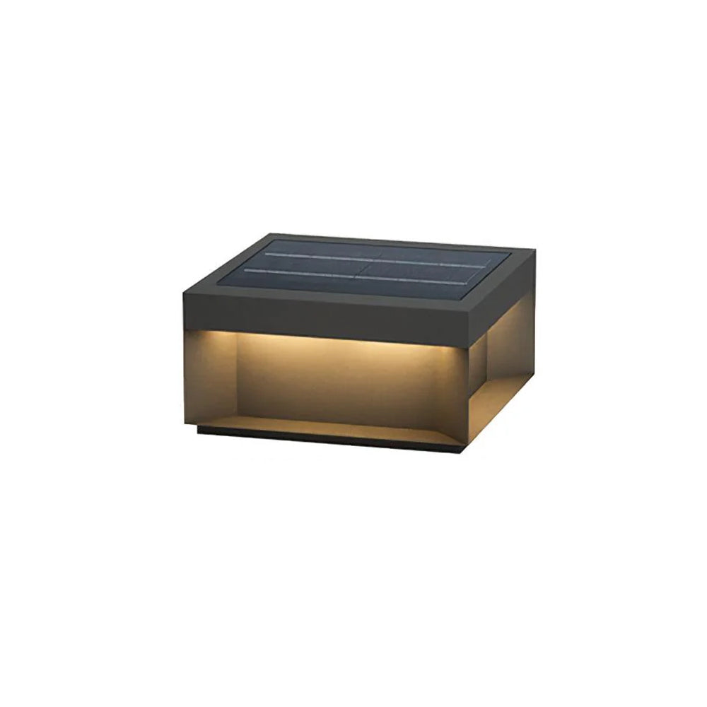Aureon solcellsdrivna stolplampor — modern fyrkantig geometrisk design, väderbeständiga