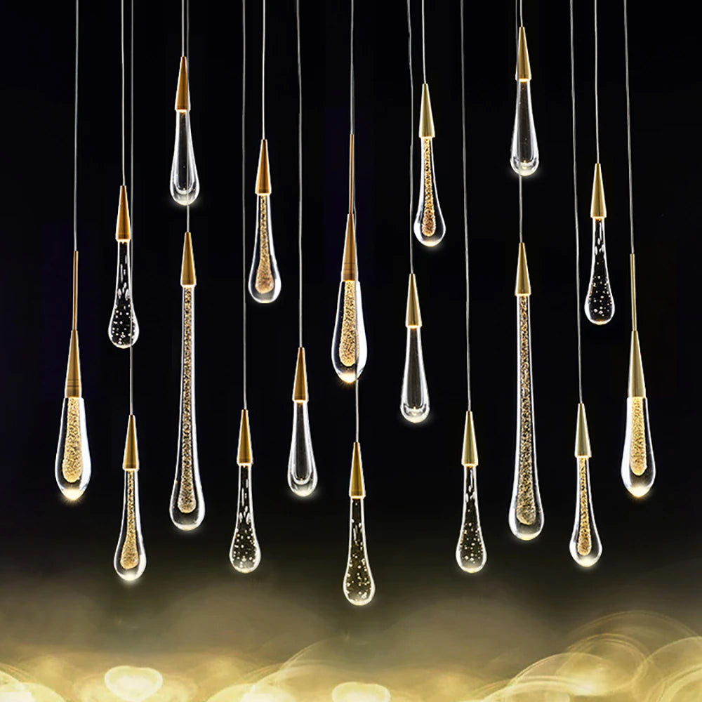 Candeeiro suspenso Vanndråpe — Design escultural com queda de luz LED