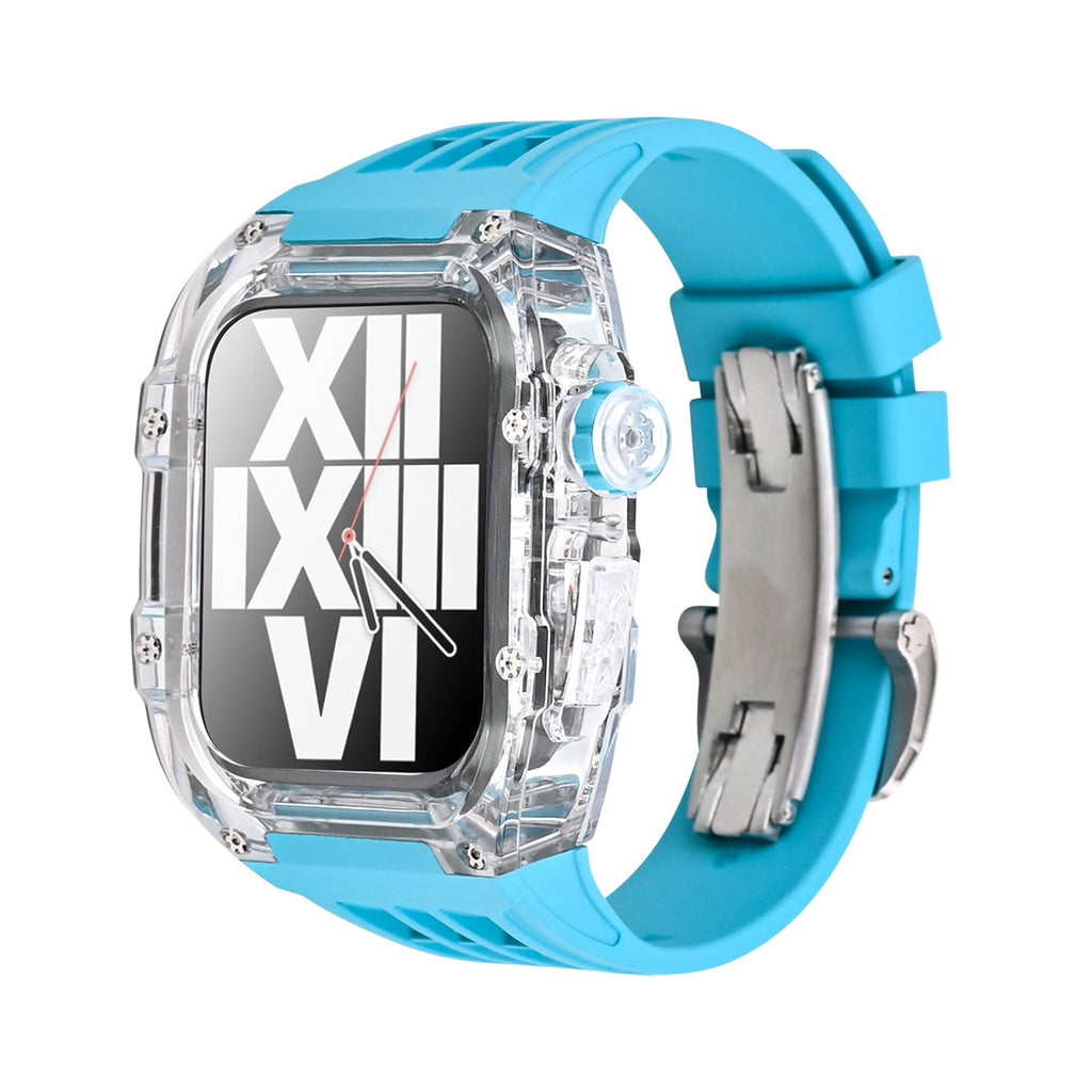 Transparentes Apple-Watch-Schutzgehäuse der RM-V30-Glacier-Serie mit Fluorkautschukarmband