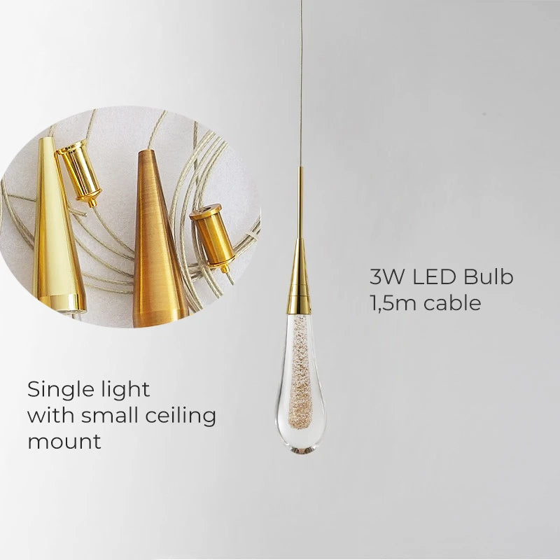 Candeeiro suspenso Vanndråpe — Design escultural com queda de luz LED