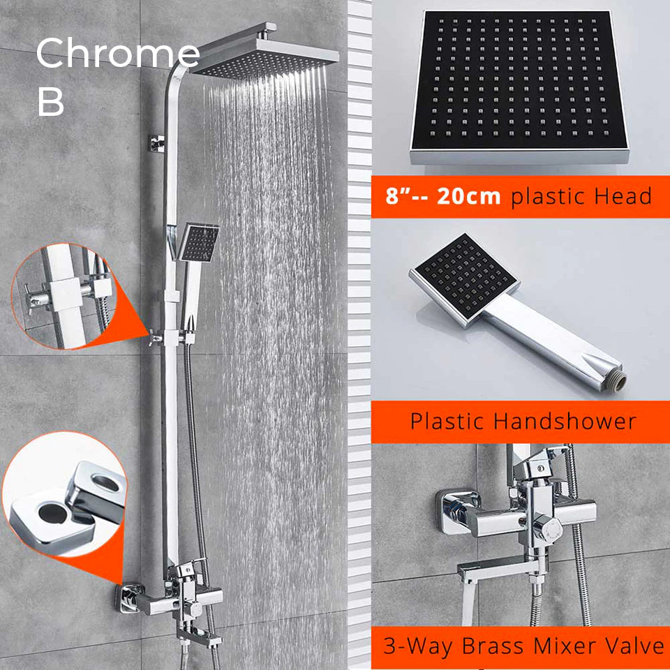 Nyra Wall-Mounted Shower System — Dual Mixer and Handheld Rain Spray