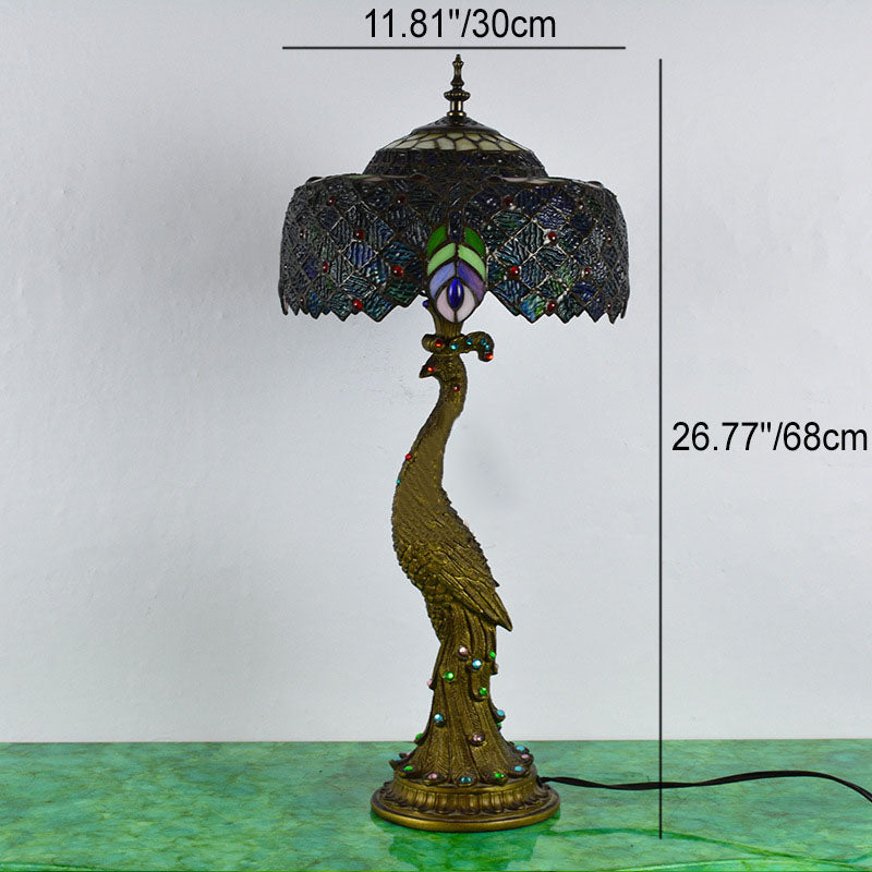 Stolní lampa Aurena Tiffany Style — zářivě vícebarevné skleněné stínidlo ve tvaru kopule
