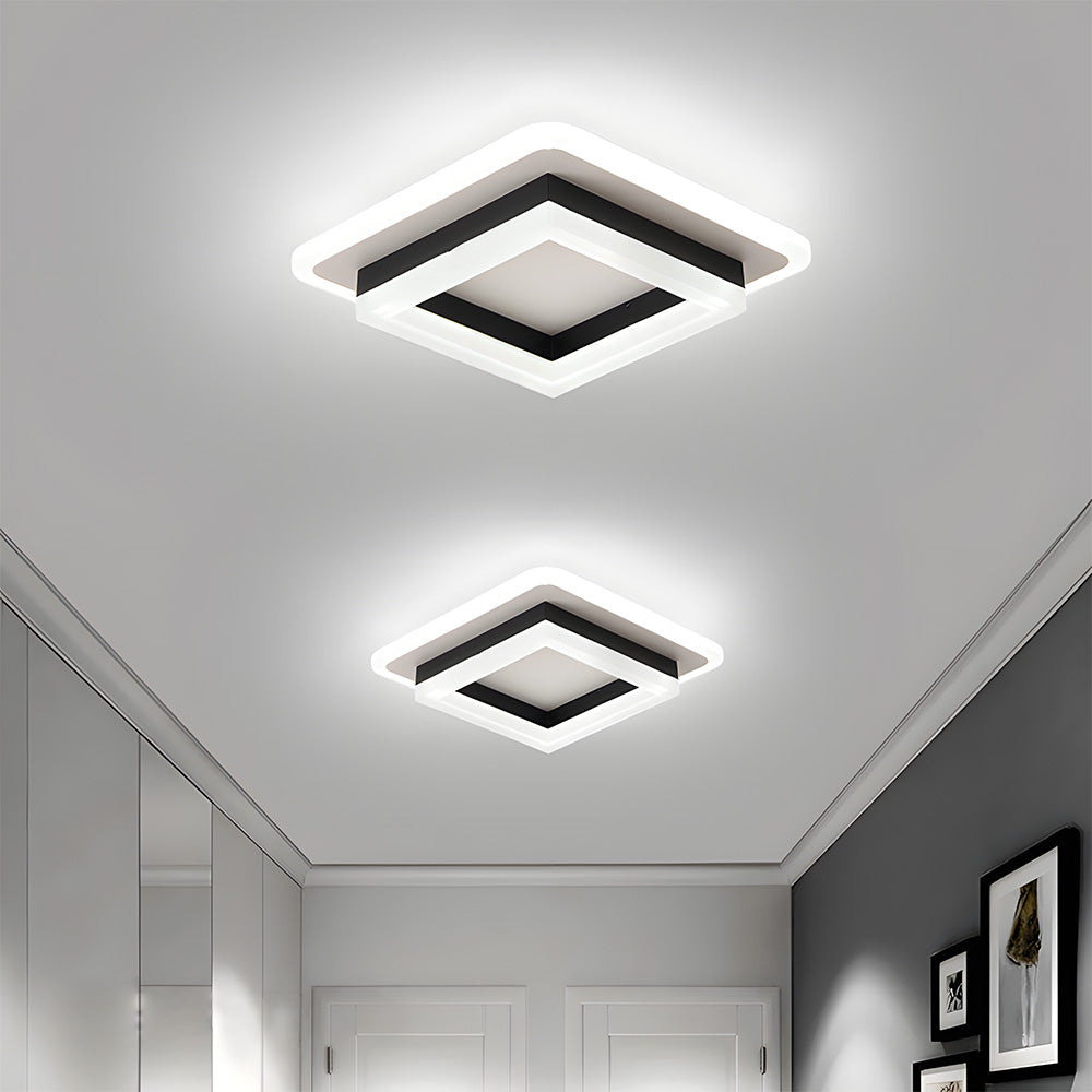 Modern Square Flush Mount LED Ceiling Light — Metal Housing, Acrylic Panel