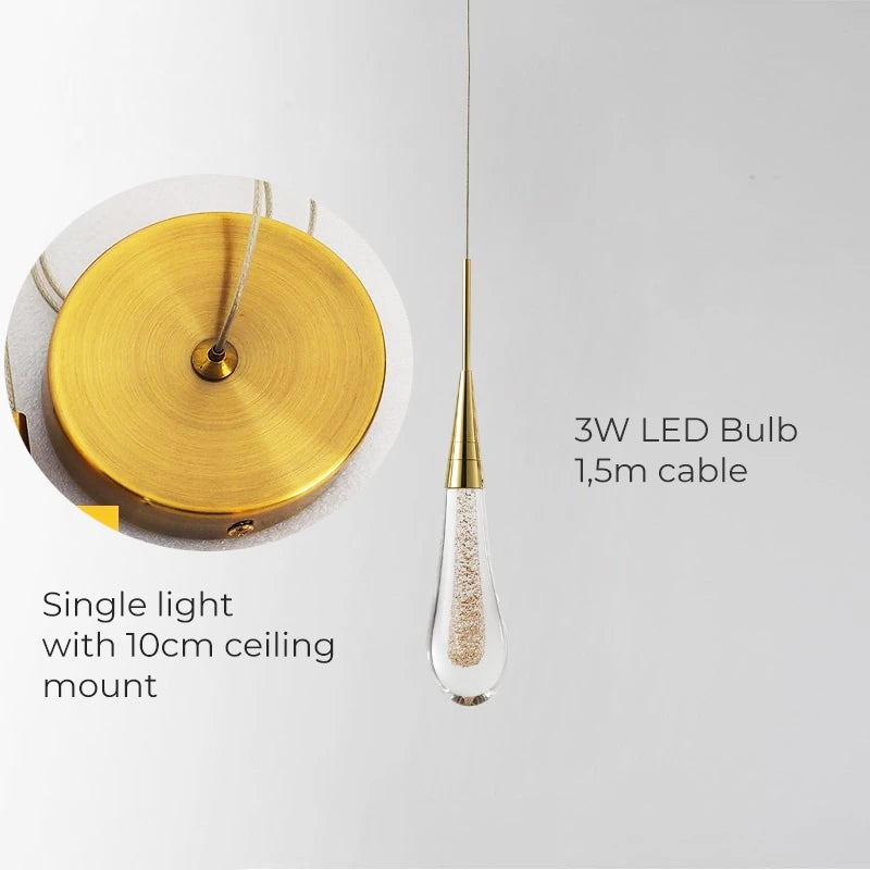 Candeeiro suspenso Vanndråpe — Design escultural com queda de luz LED