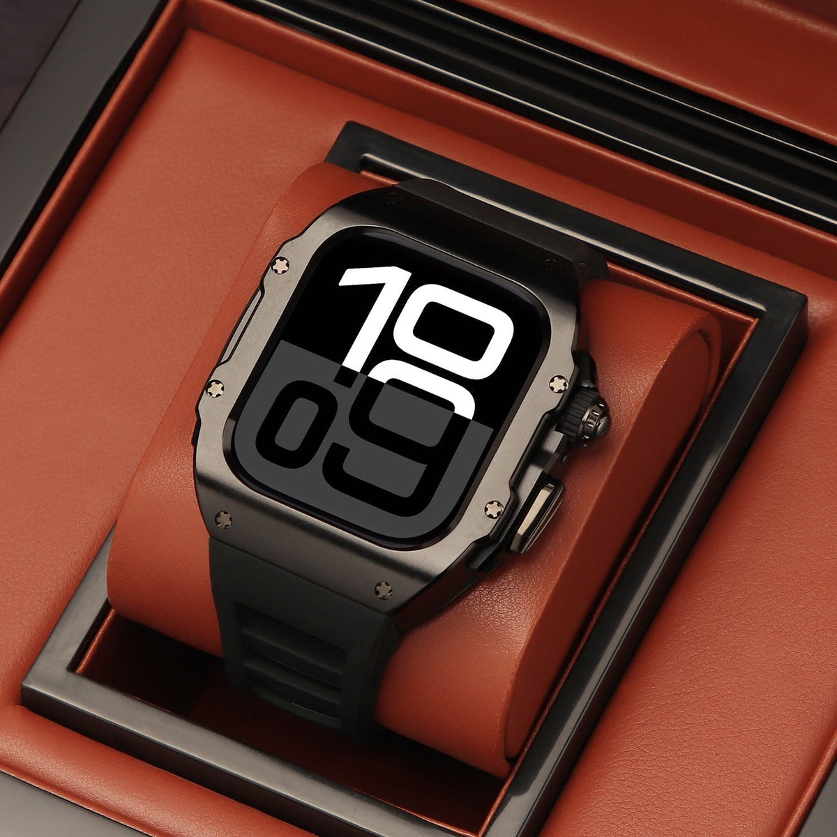 غطاء حماية وسوار من المطاط الفلوري المطلي كهربائيًا لساعة Apple Watch