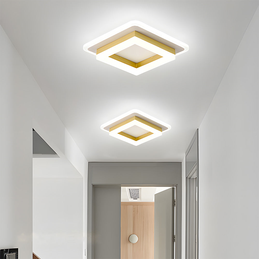 Modern Square Flush Mount LED Ceiling Light — Metal Housing, Acrylic Panel