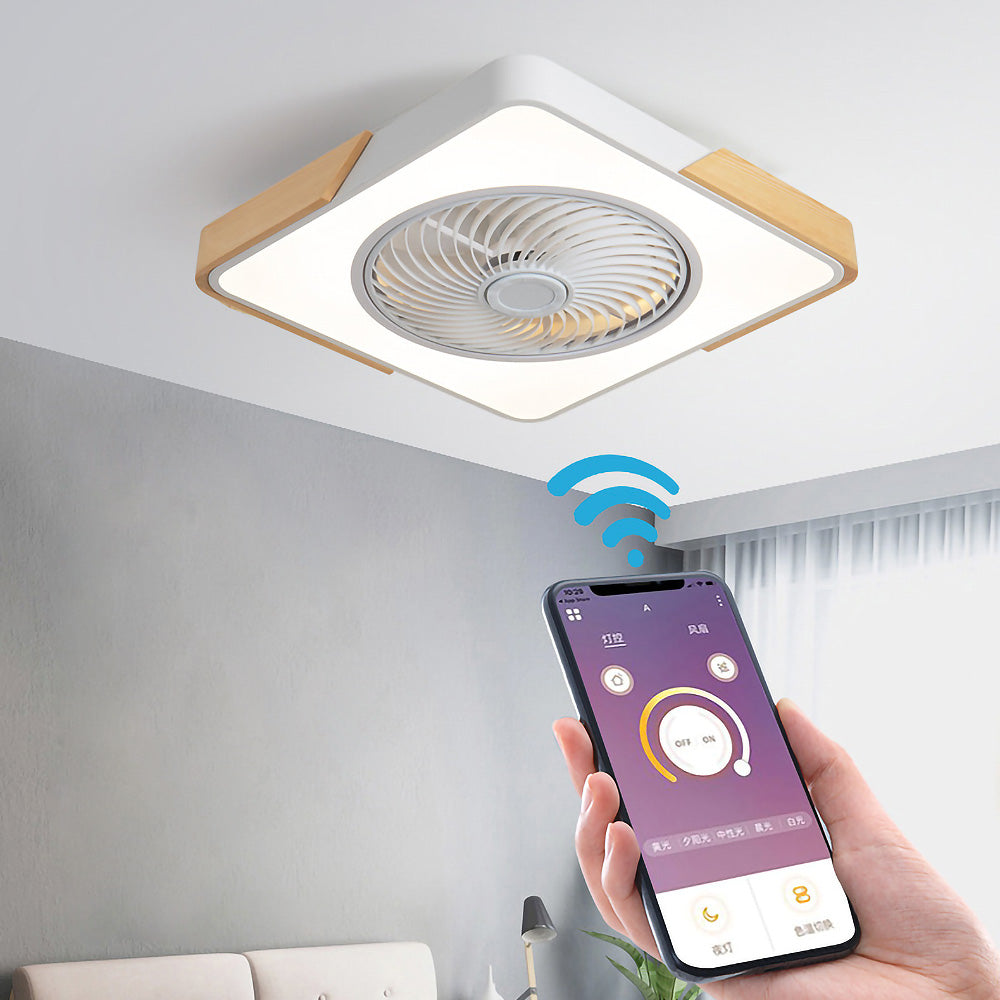 Moderne Holzdeckenventilatoren mit energiesparender LED-Beleuchtung