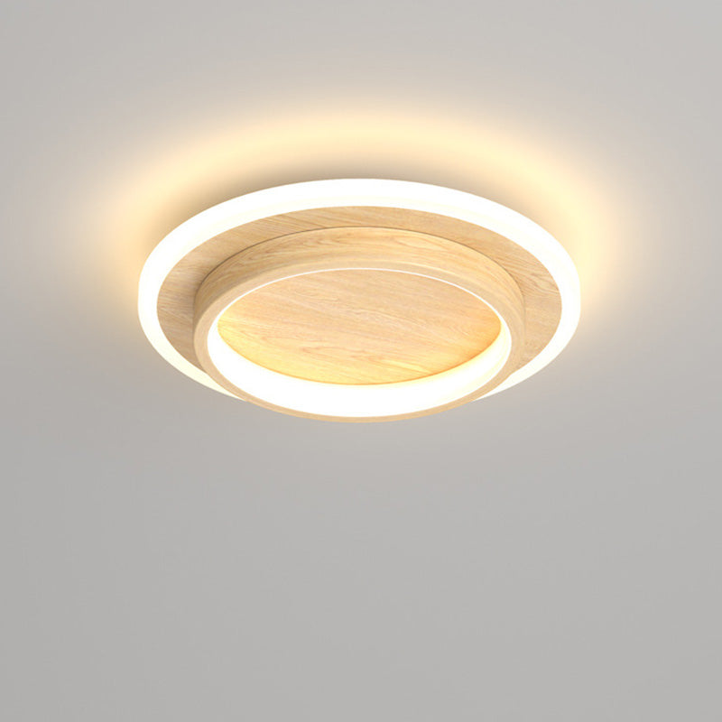 ラウンドLEDシーリングライト — 発光ハローリングアクセント、メタル＆アクリルハウジング、薄型フラッシュマウント