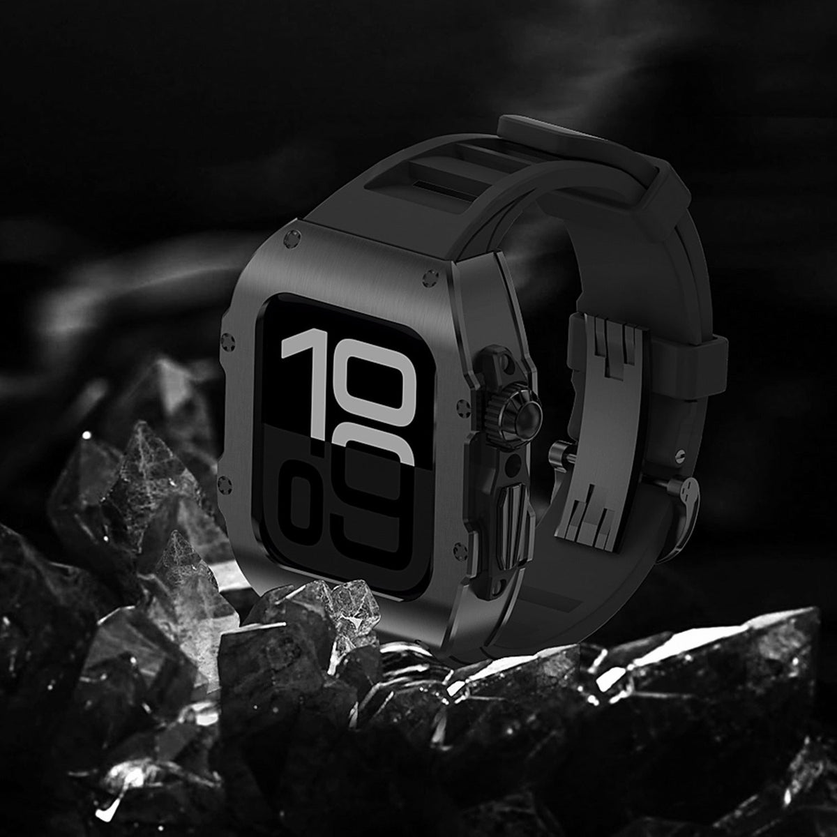غطاء حماية وسوار من المطاط الفلوري المطلي كهربائيًا لساعة Apple Watch