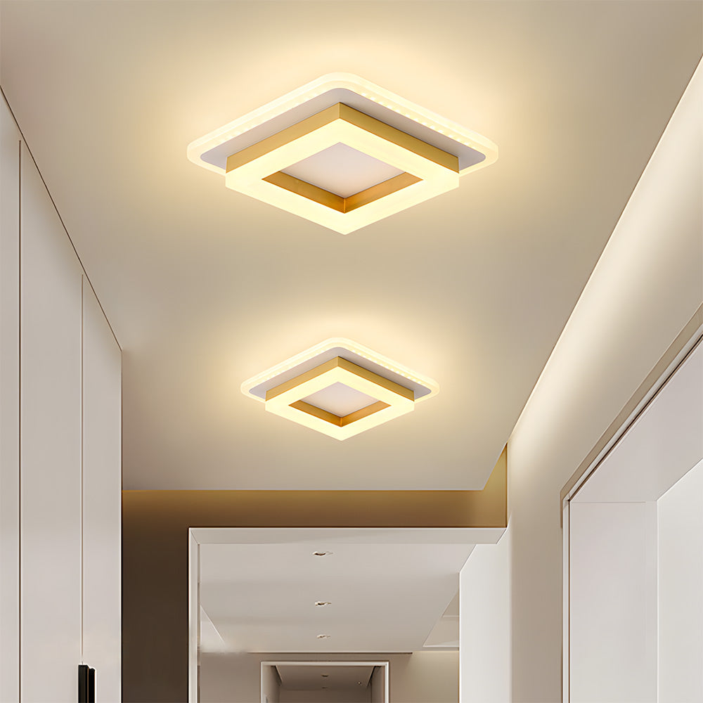 Modern Square Flush Mount LED Ceiling Light — Metal Housing, Acrylic Panel