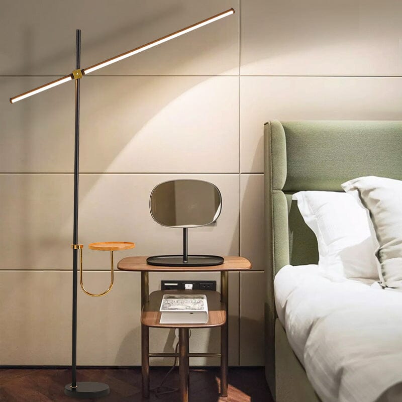 Elara 2-In-1 Linear Floor Lamp With Built-In Table And Smart Features
