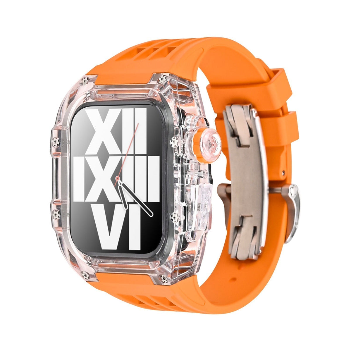 Transparentes Apple-Watch-Schutzgehäuse der RM-V30-Glacier-Serie mit Fluorkautschukarmband