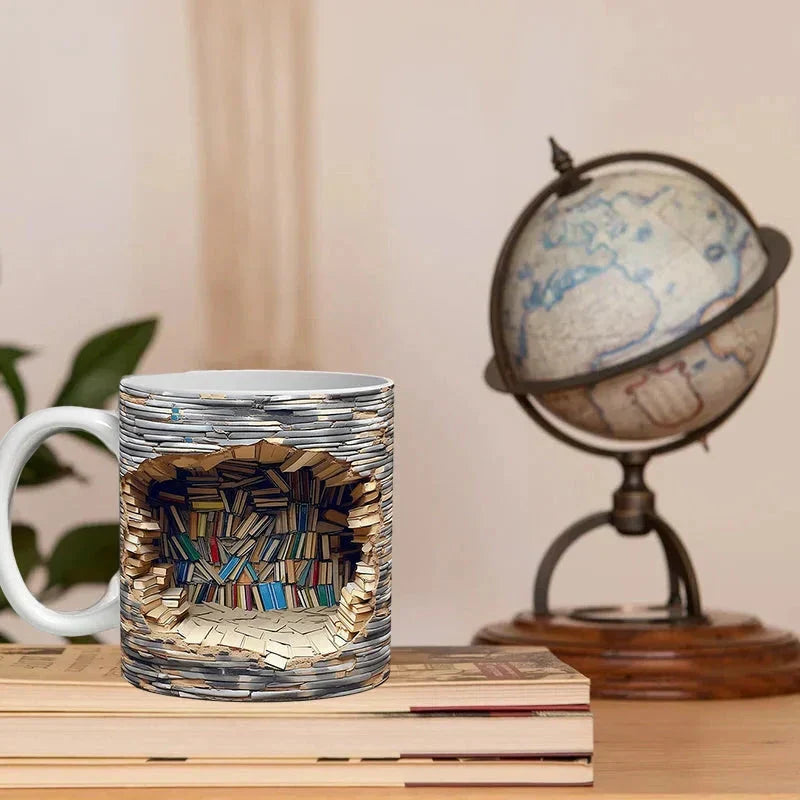 3D Library Bookshelf Mug, Coffee Mugs Gift for Book Lovers | Filindra