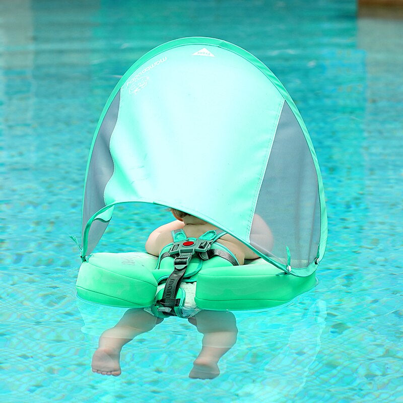 Baby Swim Trainer Baby Float — No-Inflate, Detachable Canopy