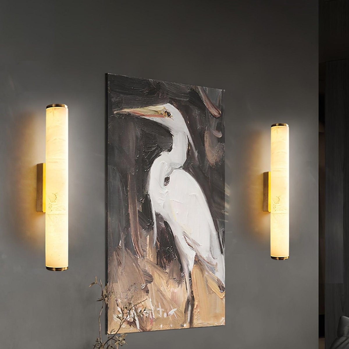1 Light LED Wall Sconce — Alabaster Tube Shade