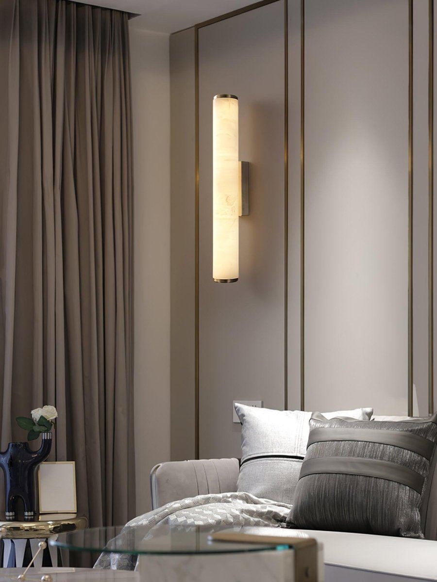 1 Light LED Wall Sconce — Alabaster Tube Shade