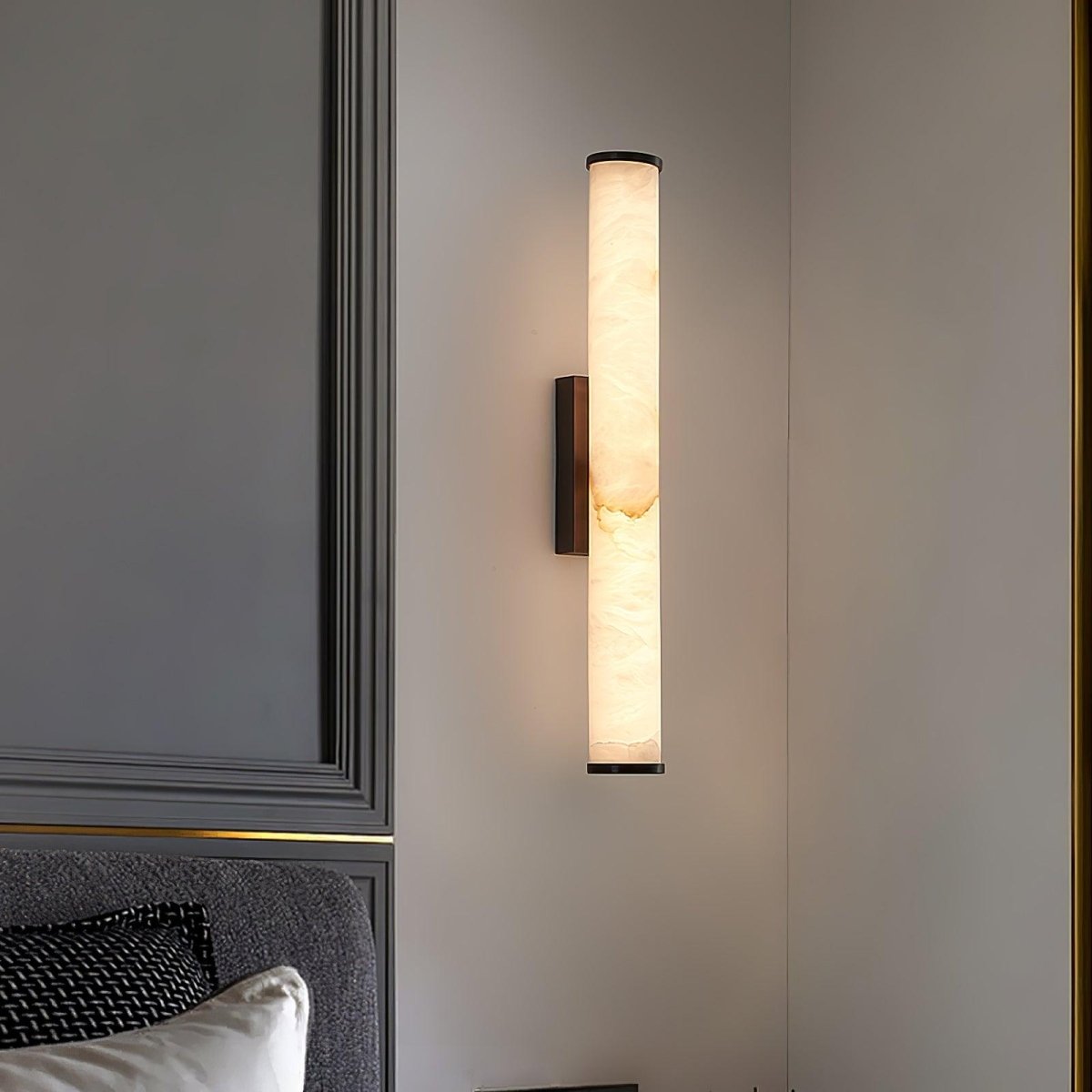 1 Light LED Wall Sconce — Alabaster Tube Shade