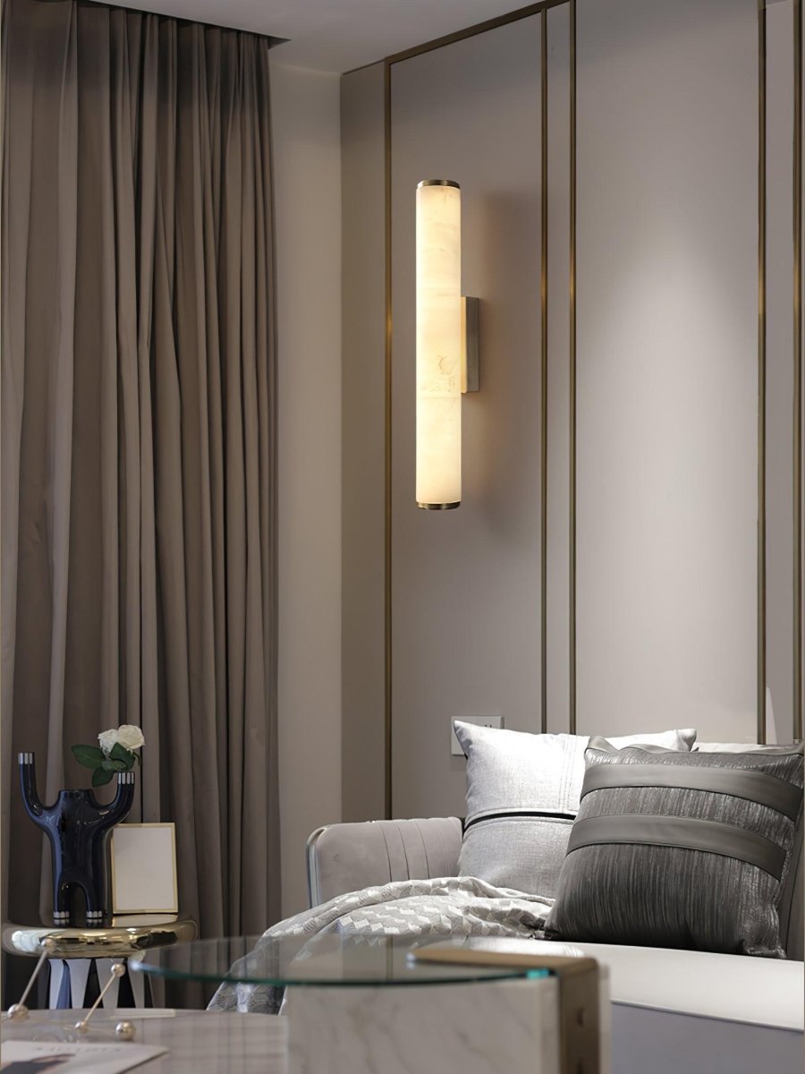 1 Light LED Wall Sconce — Alabaster Tube Shade