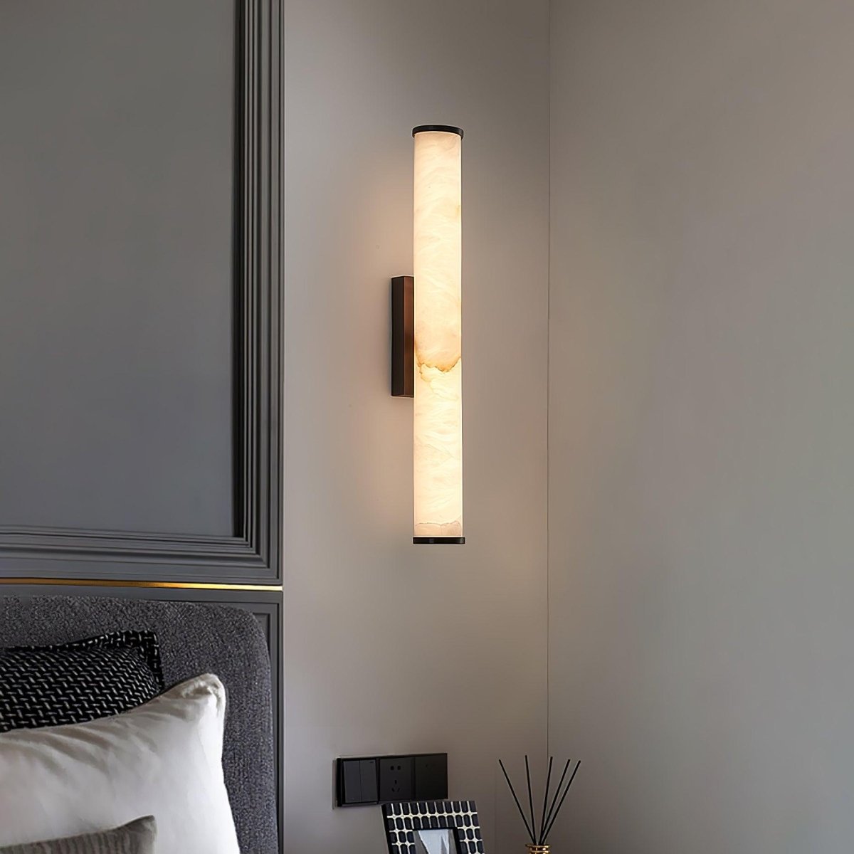 1 Light LED Wall Sconce — Alabaster Tube Shade