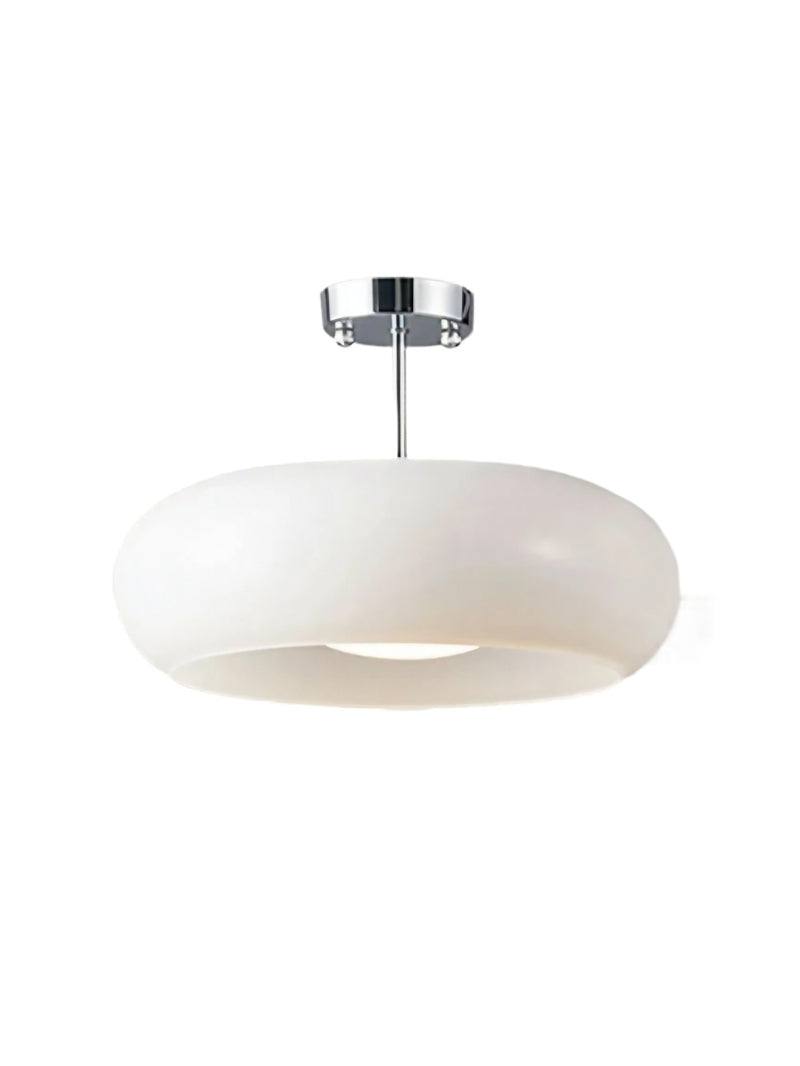 Bauhaus Circular Ceiling Light — Glass Disk Shade, Brass or Chrome Finish, Orange-Yellow or White Glass