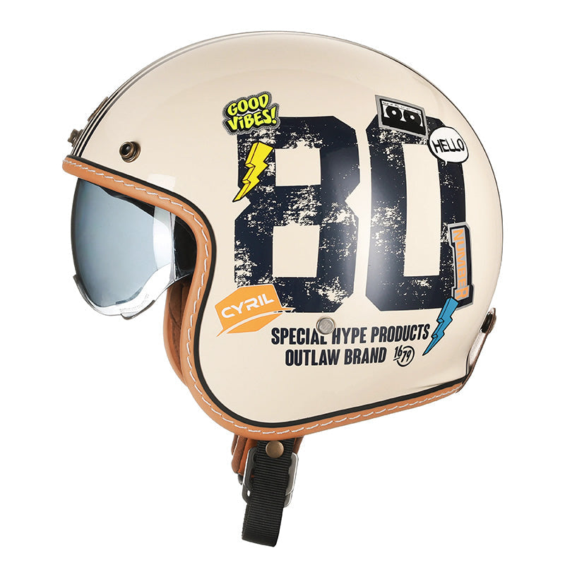 Retro JetLite avokypärä moottoripyöräilyyn — DOT- ja ECE-hyväksytty