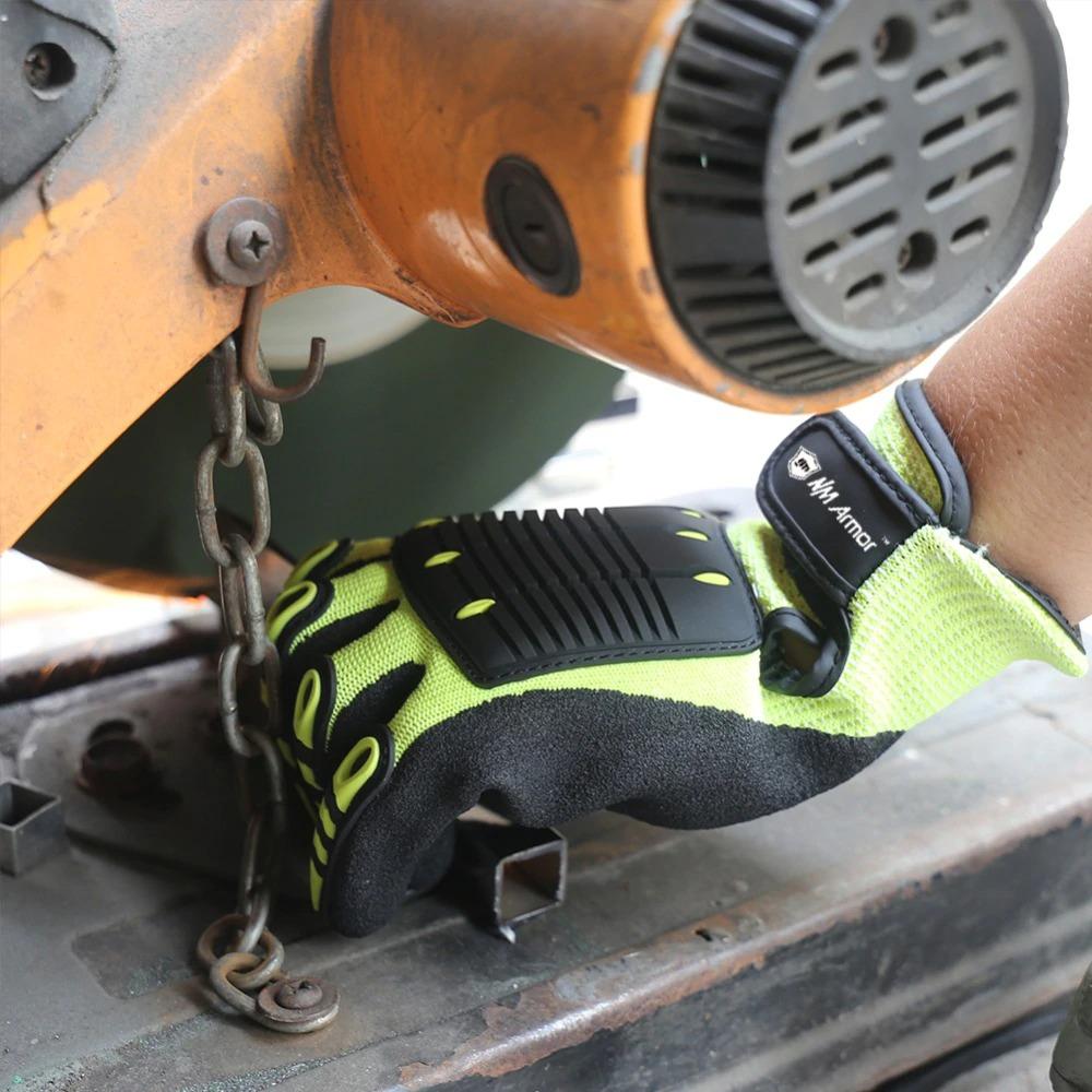 VibraGuard värmehandskar för arbete — vibrationsdämpning, TPR-stötdämpning, ventilerande vaddering
