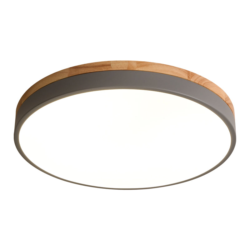 Scandinavian Wooden LED Ceiling Light — Round Dimmable Design, Warm Glow, Acrylic Trim