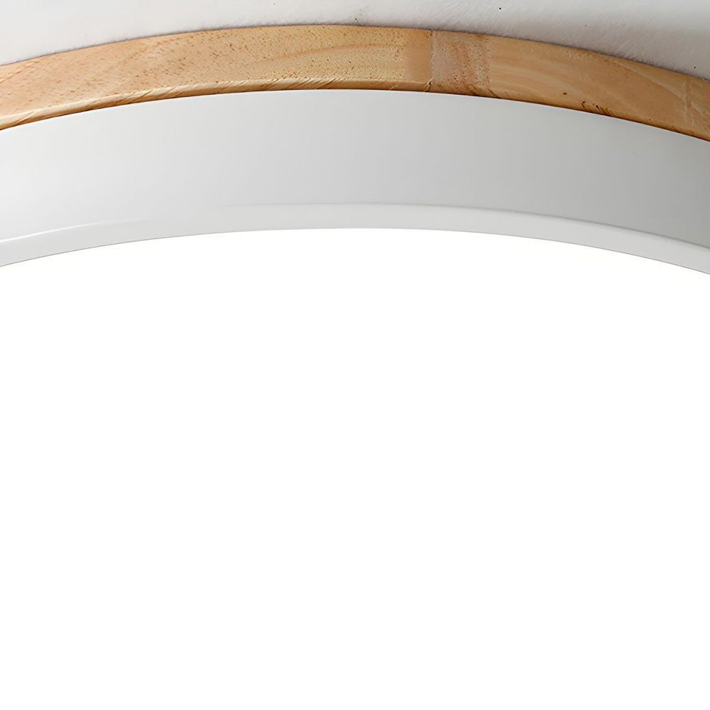 Scandinavian Wooden LED Ceiling Light — Round Dimmable Design, Warm Glow, Acrylic Trim