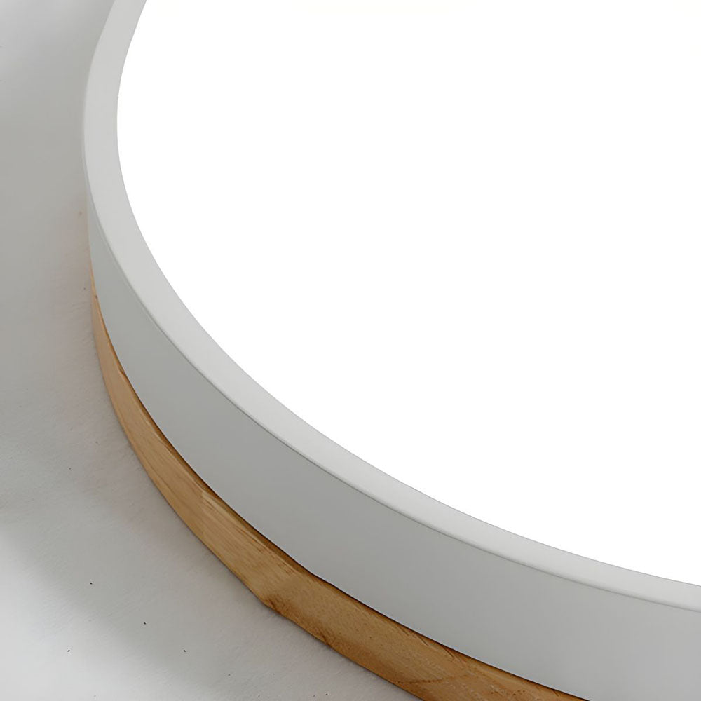 Scandinavian Wooden LED Ceiling Light — Round Dimmable Design, Warm Glow, Acrylic Trim