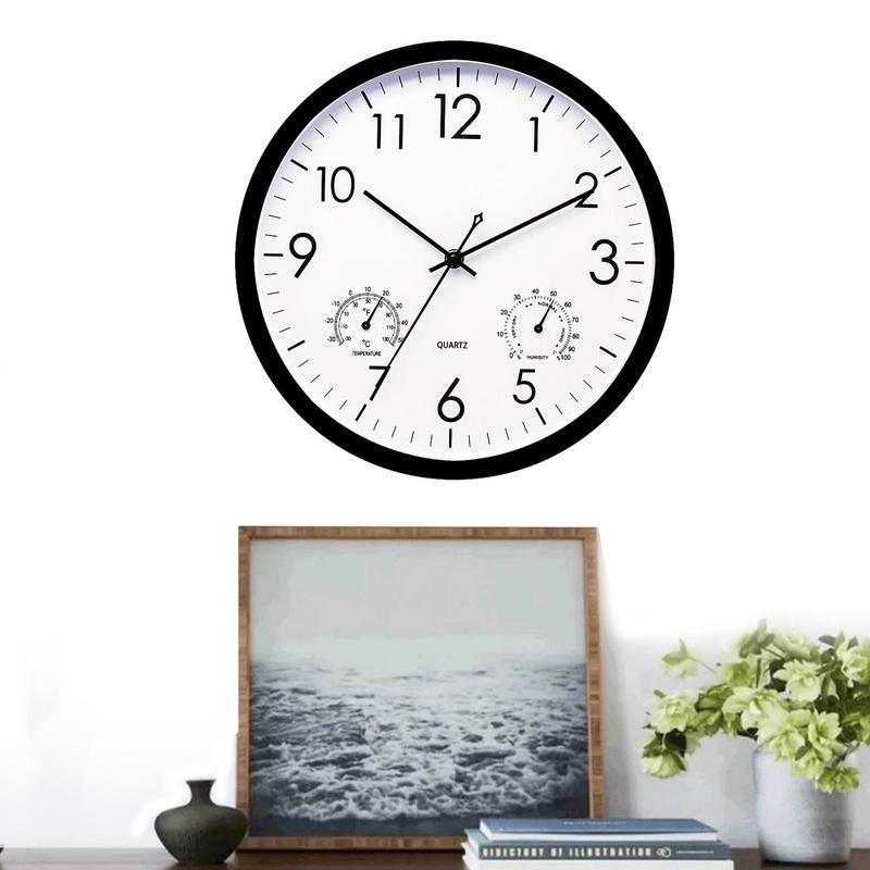 Rugged Retro Outdoor Wall Clock — Integrated Temperature And Humidity Gauge