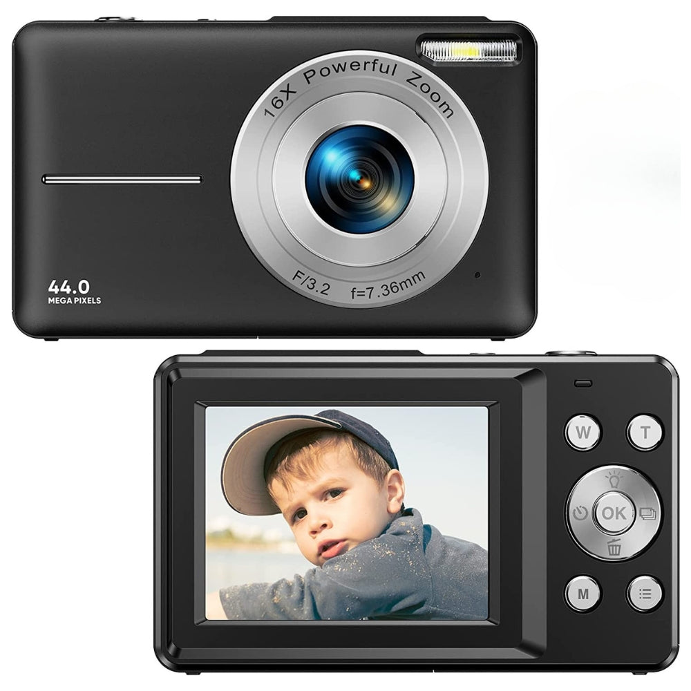 Pro Vlogging Camera — 44MP, 1080P, 16x Zoom, Compact & Rechargeable
