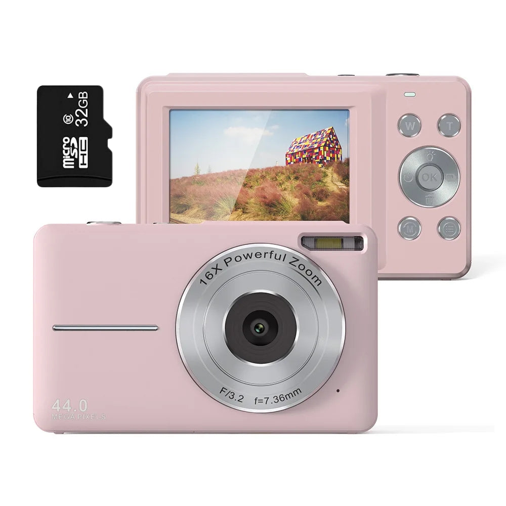 Pro Vlogging Camera — 44MP, 1080P, 16x Zoom, Compact & Rechargeable