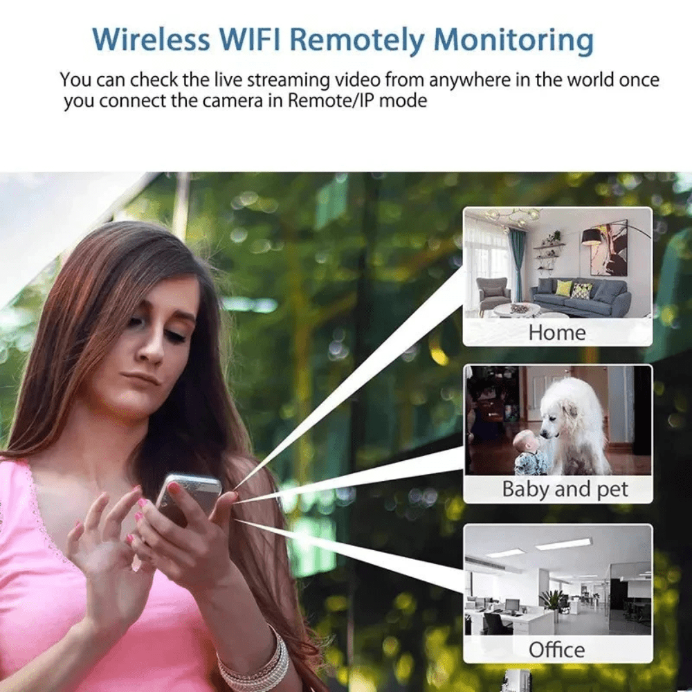 Mini câmara de segurança WiFi – deteção de movimento sem fios 480P