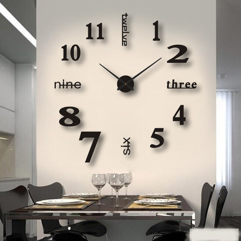 Reloj de pared negro moderno Luminor — Movimiento de cuarzo fiable