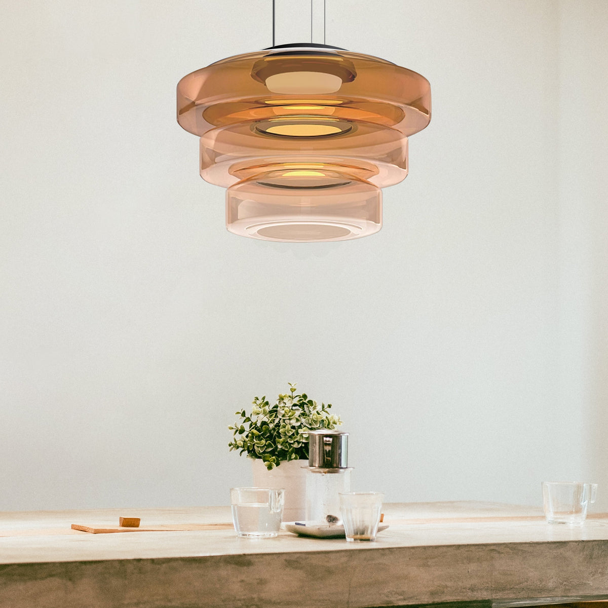 Bauhaus-Style Glass Pendant Light — Classic Moon Design