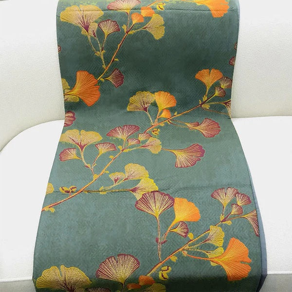 Kétoldalas, jacquard szövésű, virágos ginkgoleveles ágytakaró