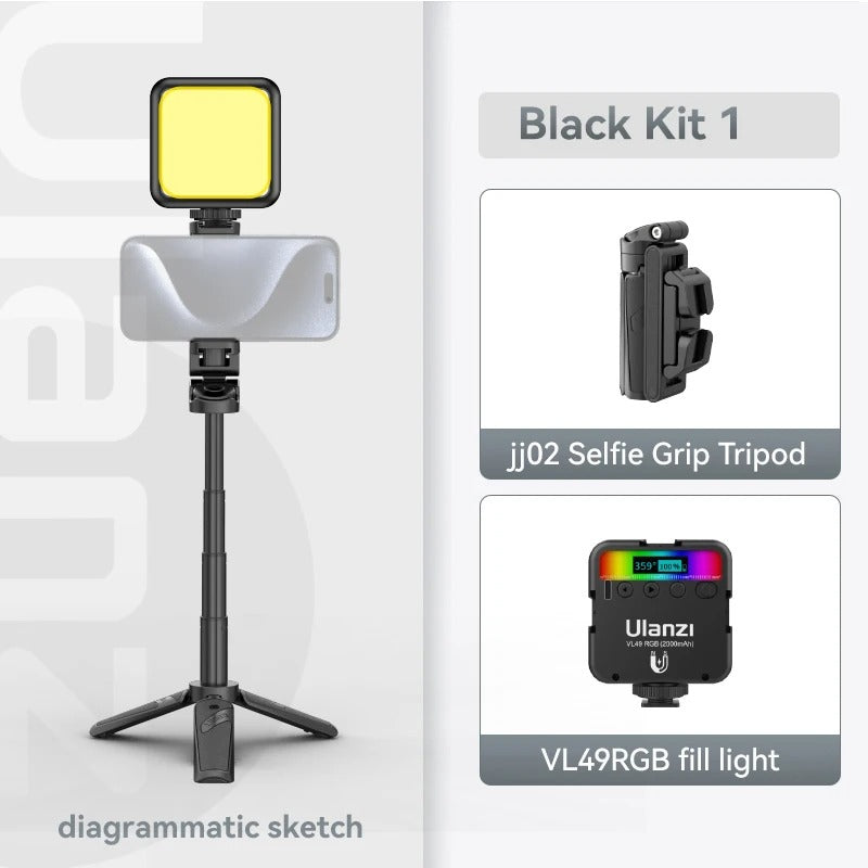 Bluetooth-Selfie-Stick-Stativ — ausziehbarer 4-teiliger 360°-Halter