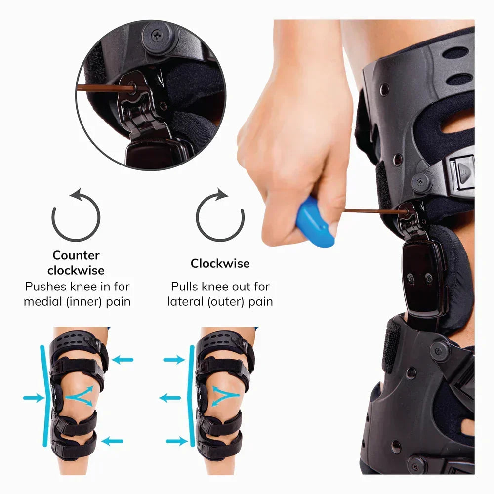 Rodillera de descarga para artrosis — soporte medial y lateral
