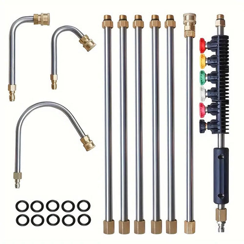 Juego de varillas extensibles para hidrolimpiadora de alta presión de 4000 PSI, para limpiar canalones, desagües de tejados y paredes | Filindra