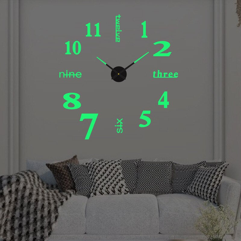 Reloj de pared negro moderno Luminor — Movimiento de cuarzo fiable