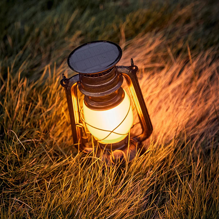 Lanterne vintage rustique à LED et au kérosène — Lampe portable à suspendre