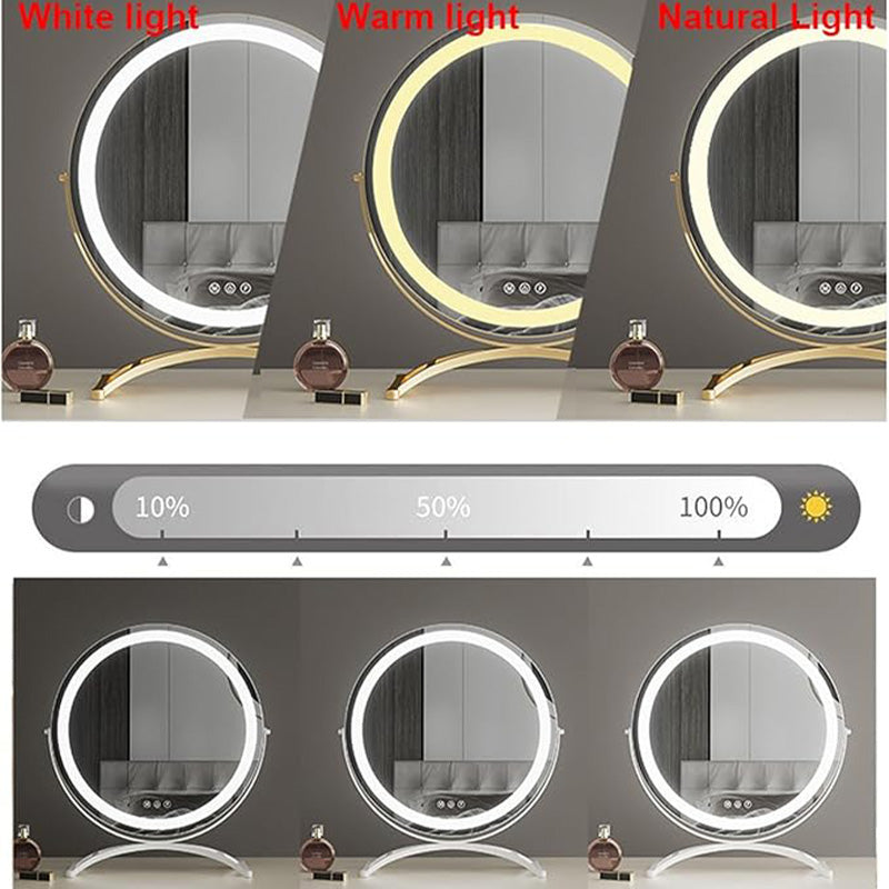 Specchio LED da trucco — Illuminazione dimmerabile, supporto con rotazione a 360 gradi, pannello di controllo touch
