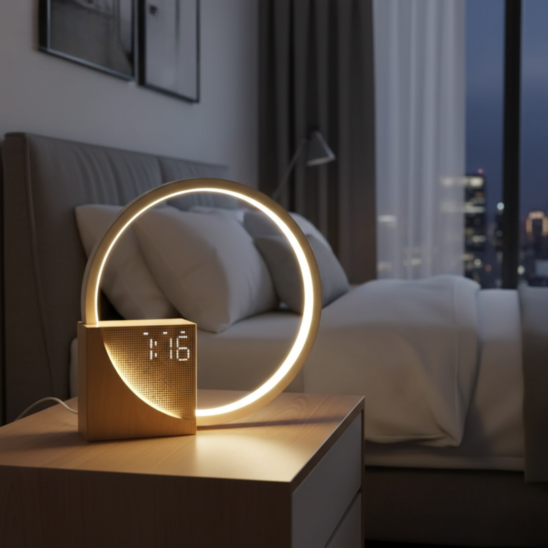 Lampă de noptieră tactilă — generator integrat de zgomot alb și luminozitate reglabilă