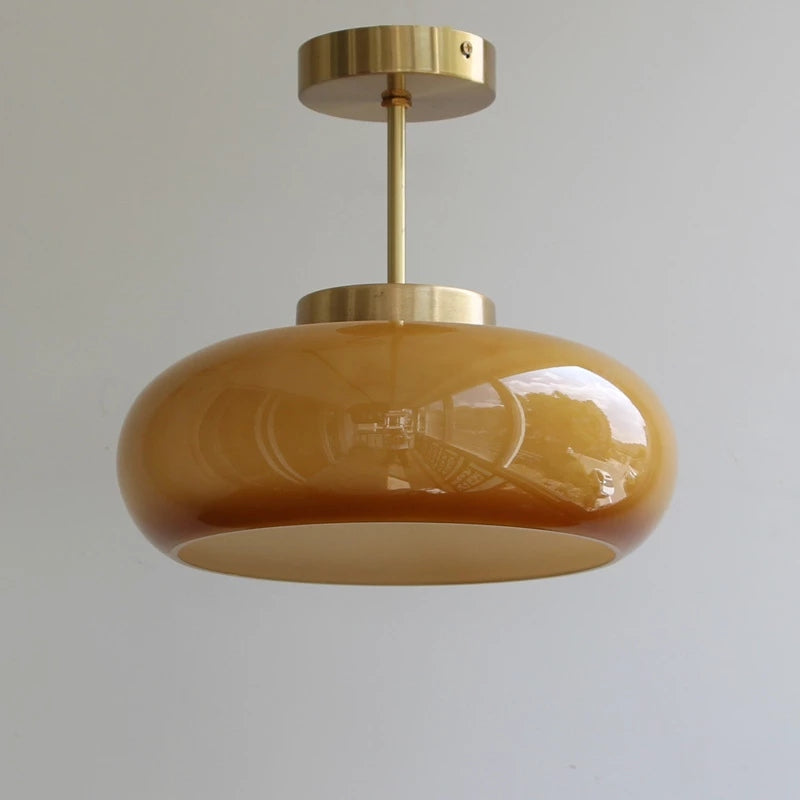Solara Ember Glass Vintage Ceiling Light 11-Inch Semi-Flush