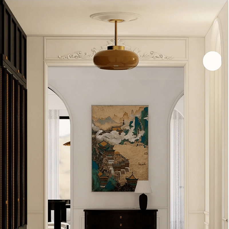 Solara Ember Glass Vintage Ceiling Light 11-Inch Semi-Flush