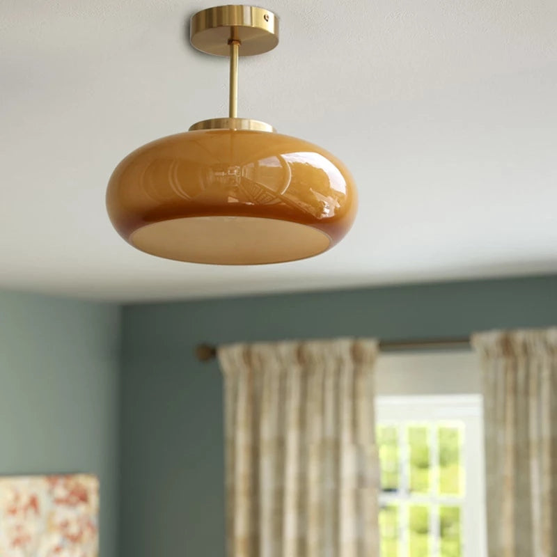 Solara Ember Glass Vintage Ceiling Light 11-Inch Semi-Flush